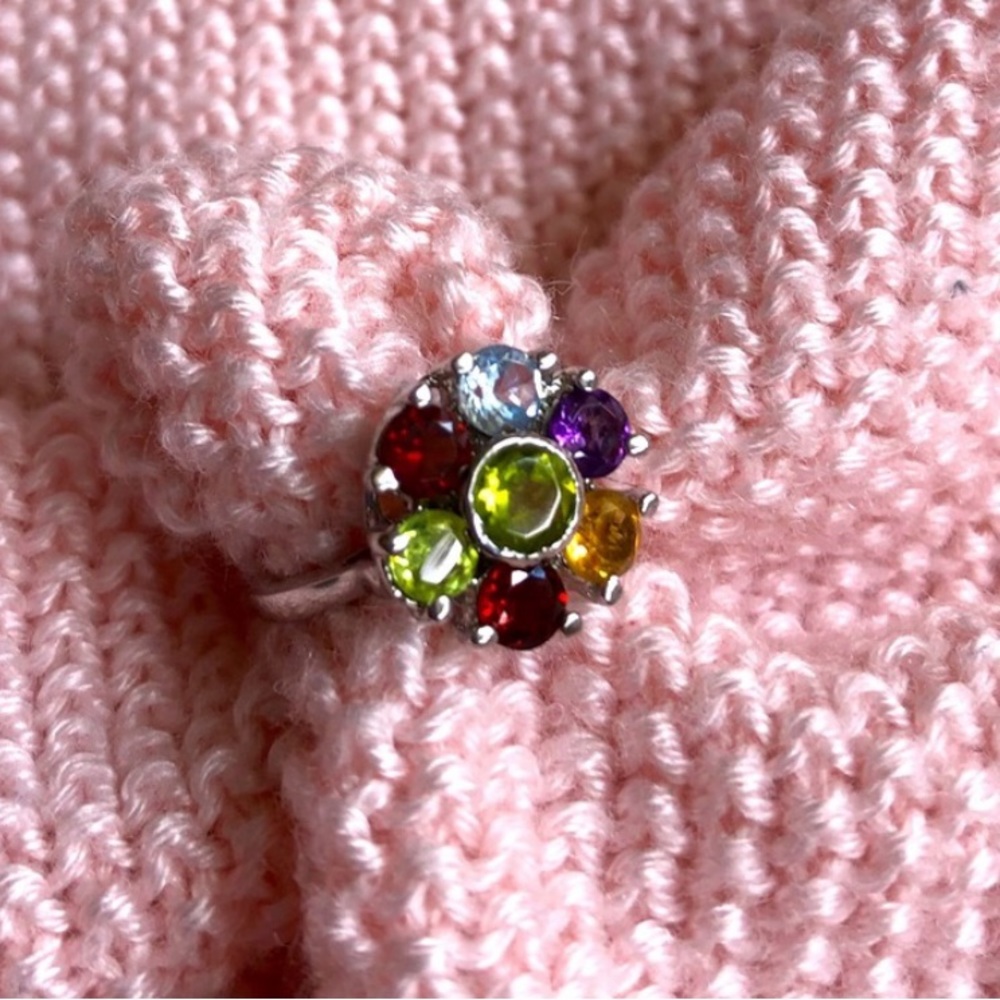 925 Sterling silver Multi color gems store size:7”